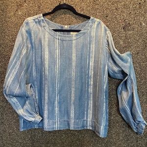 Cloth & Stone Chambray Long Sleeve Striped Top L